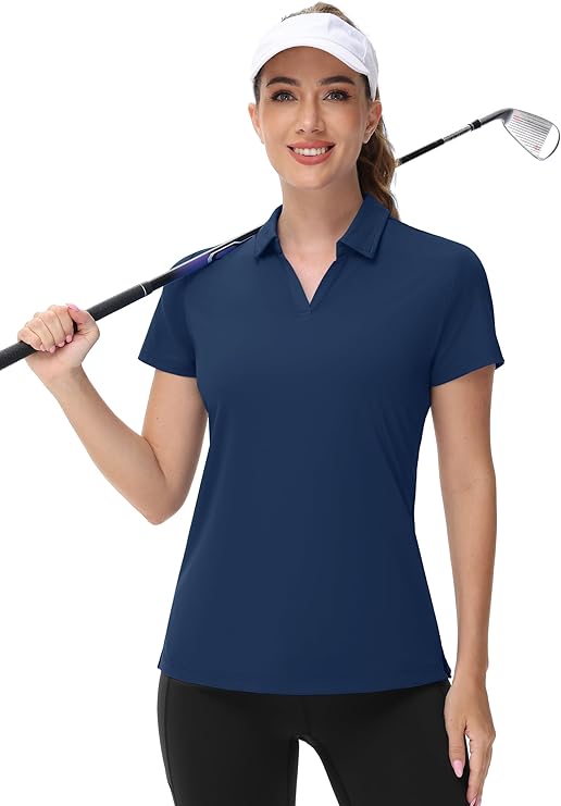 tecvasen women's v-neck polo